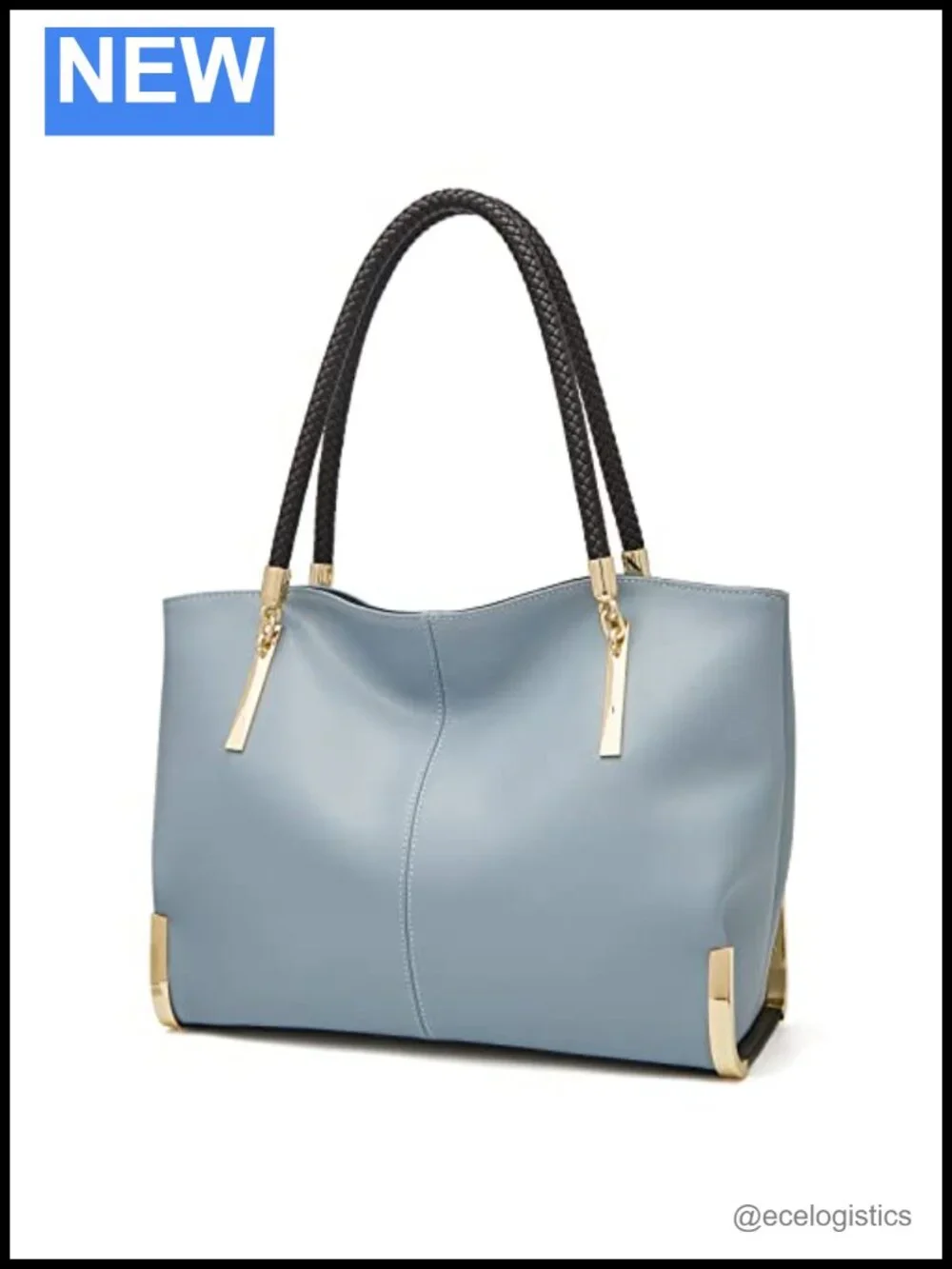 Large Capacity Tote Handbag Women Split Cowhide Gold Hardware Shoulder Bag